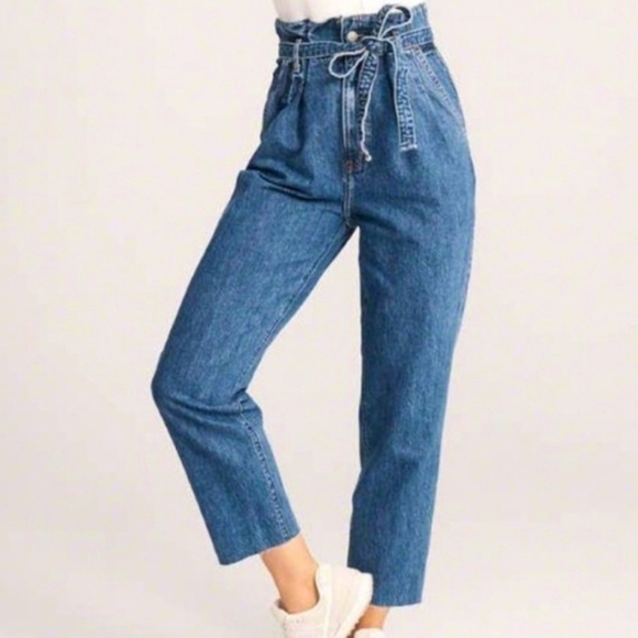 Abercrombie & Fitch A&F Mom Jean Dark Denim Paperbag High Rise NEW - Picture 5 of 5